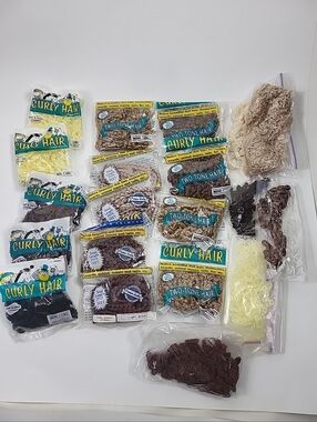 Vintage Doll Set Curly Hair Strawberry Blonde 14+ Lot